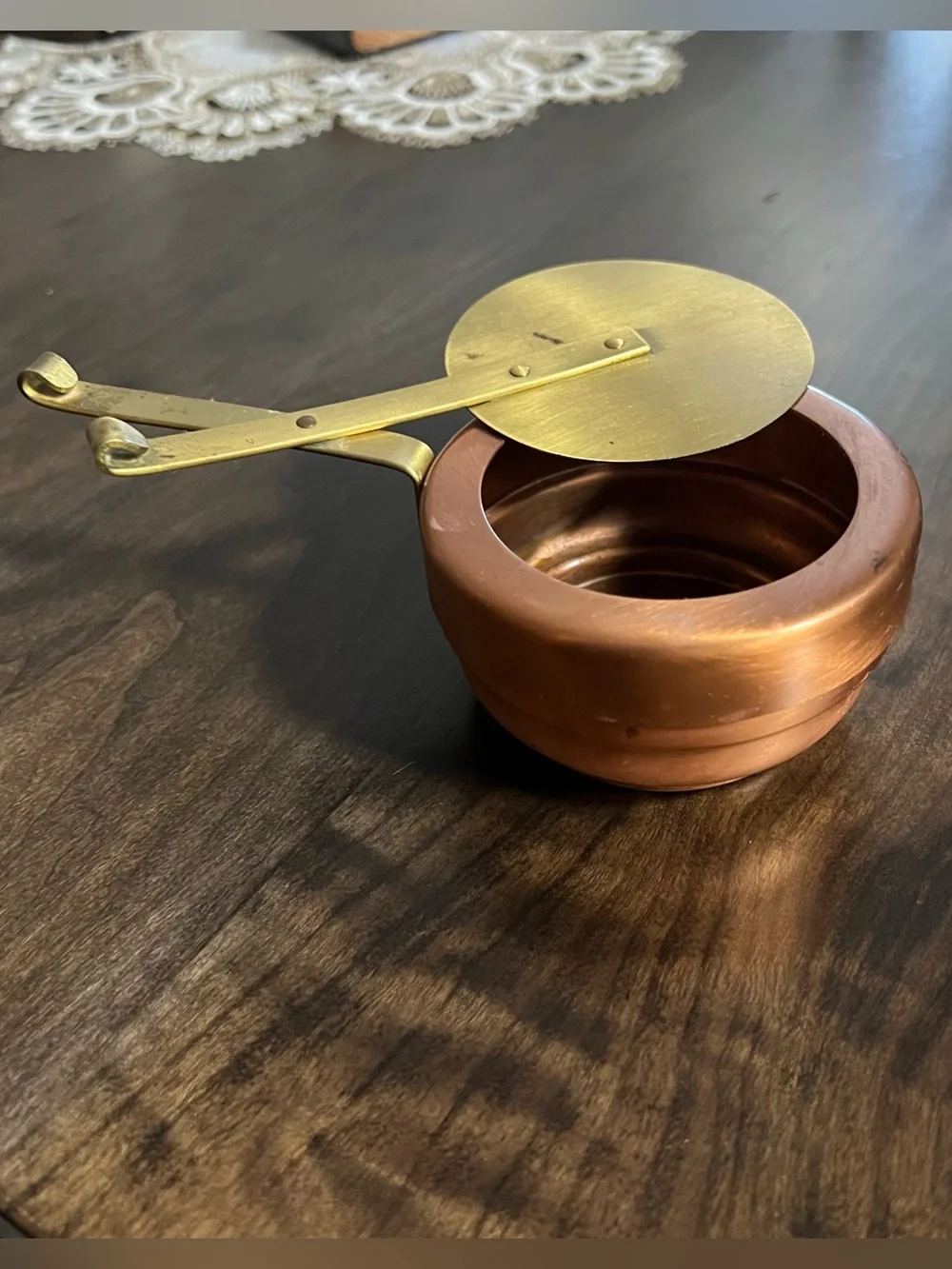 Vintage Mini Chafing Pot Swivel Lid Copper/brass Cottagecore
